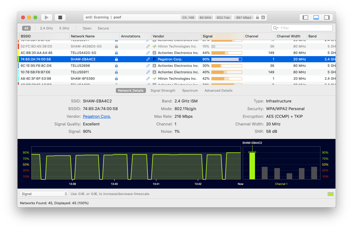 Wifi Explorer monitor WiFi connection Mac