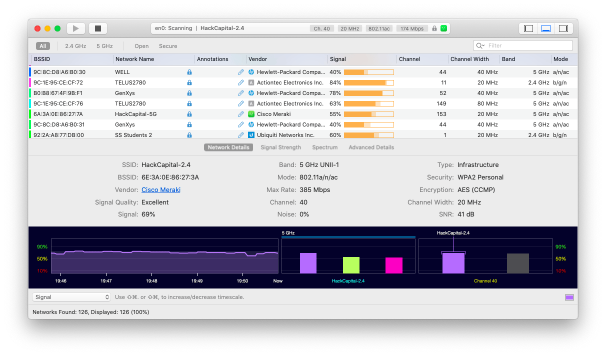 Measure the quality of a network with WiFi Explorer