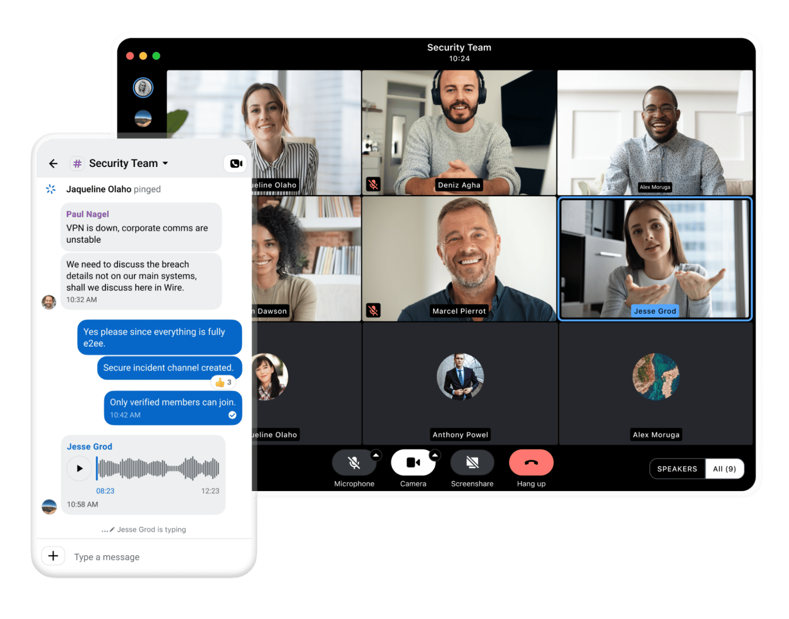 Chat call in Wire