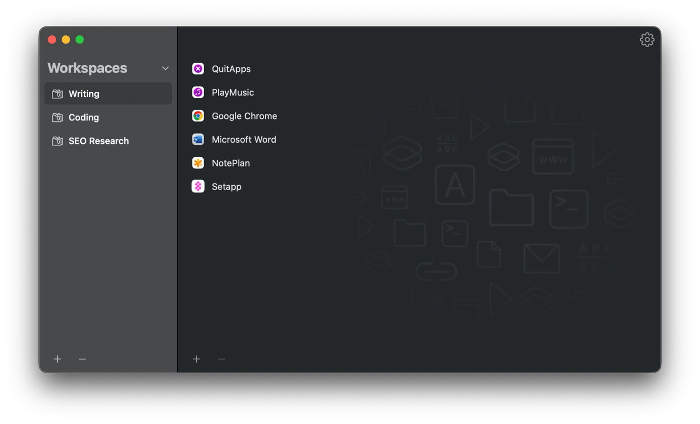 Managing grouped apps across multiple project workspaces in Workspaces, an app organizer from Setapp