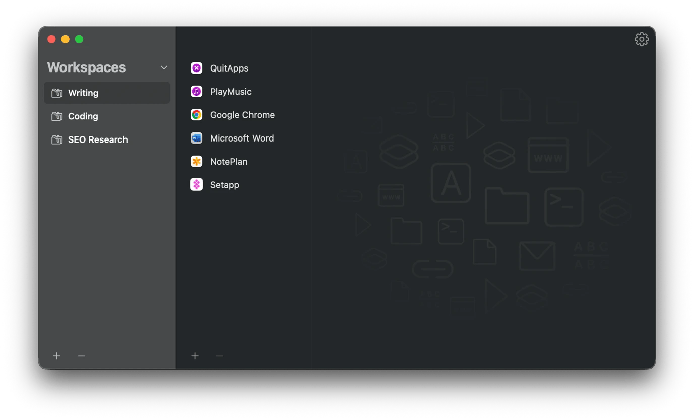 Setting up a project on Workspaces, a context-switching tool available on Setapp