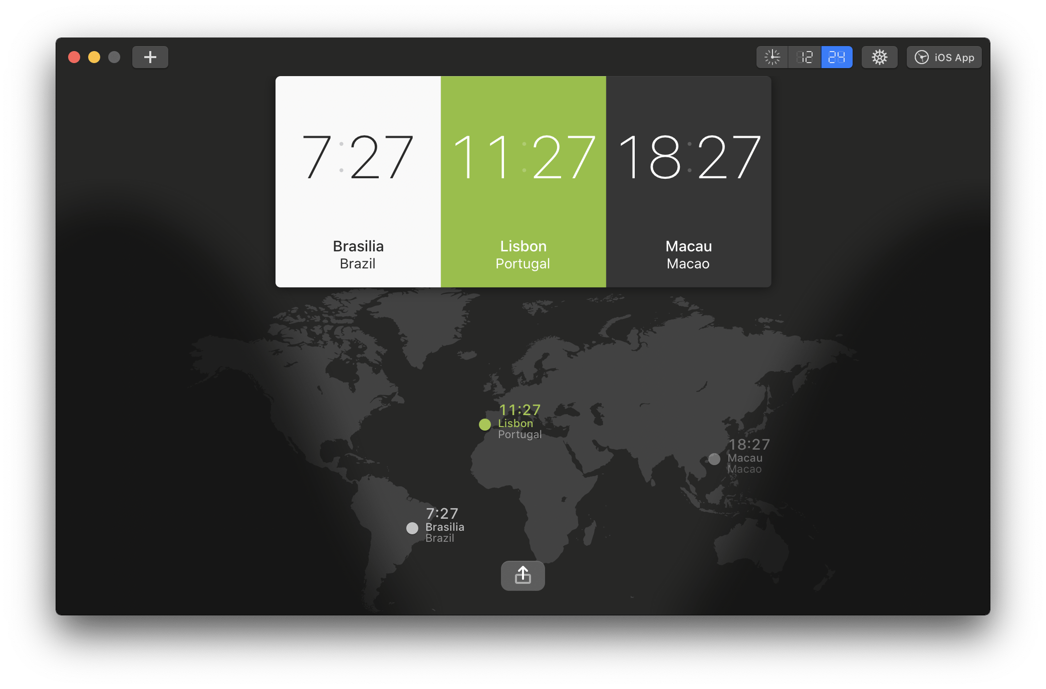 App para Mac World Clock Pro