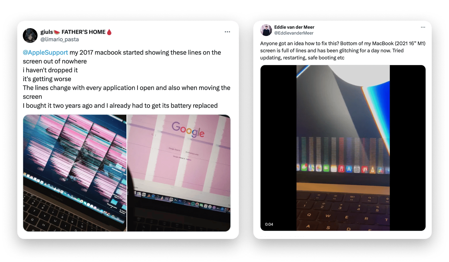 x users posts about lines on mac screen