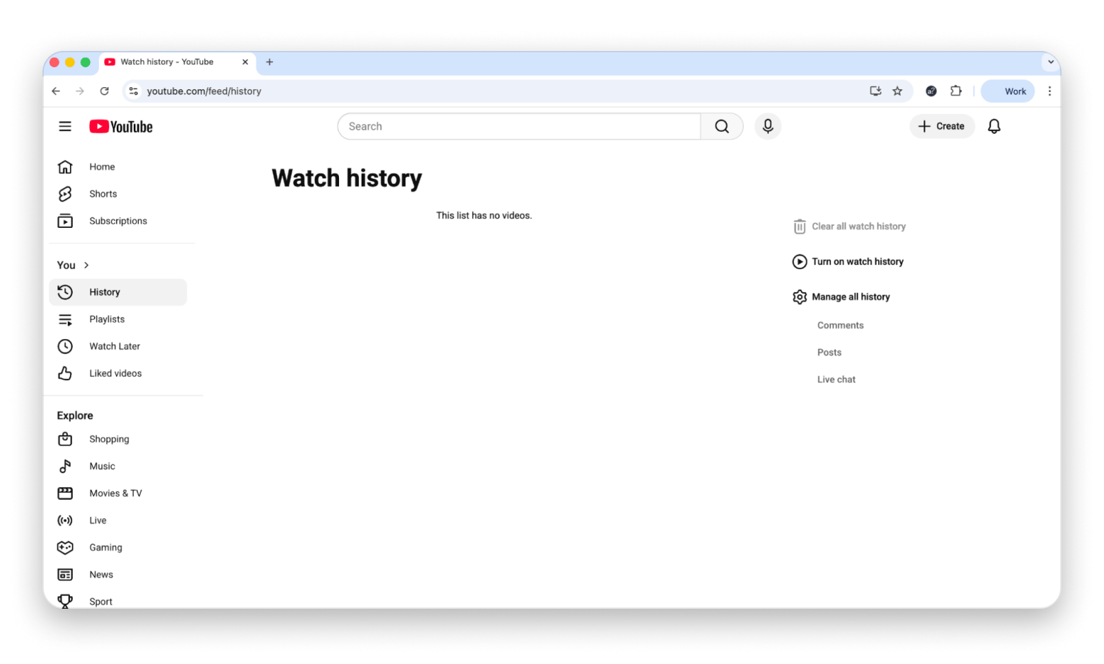 YouTube pause watch history