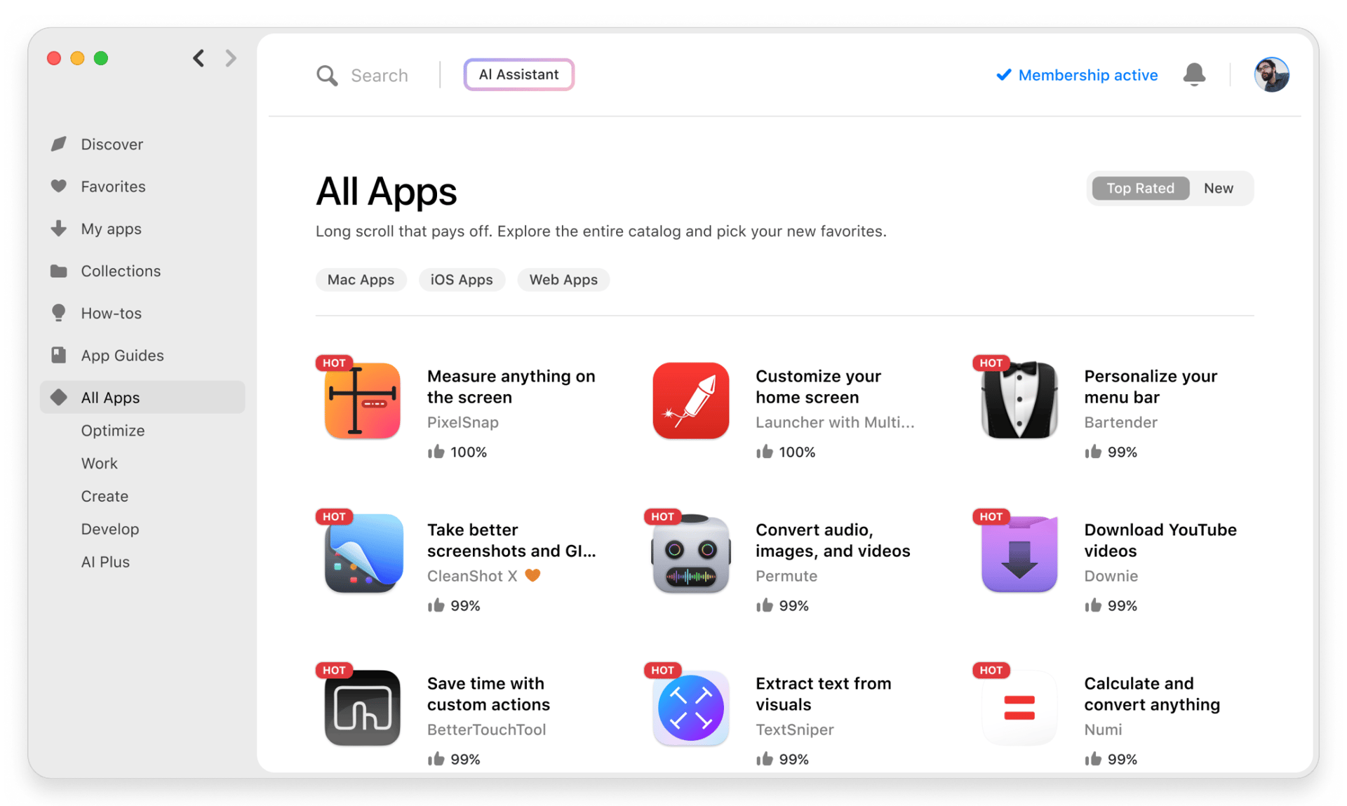 Setapp user interface image